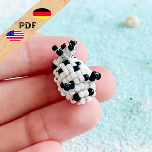 Sea hare PDF beaded pattern, beaded animal sea snail instructions in German, 3D beaded animal pattern in English, PLUS basics for beginners