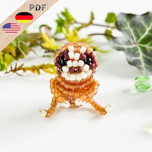 Sloth pdf bead pattern, beaded animal instructions German, bead figure, 3D beaded animal pattern English, PLUS basics for beginners