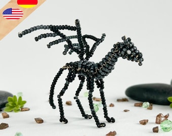 Skeleton horse bead pattern, fantasy beaded animal, 3D beaded figure instructions in German and English, PLUS basics for beginners