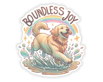 Adesivo Golden Retriever Puddle – Cane allegro, divertente nei giorni di pioggia
