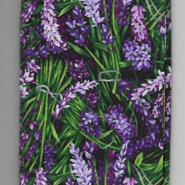 Floral Lavender Stems Fabric Paperback Book Cover Standard Mass Market