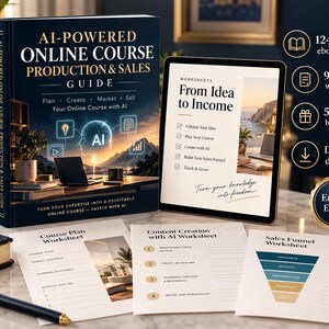 Online-Kurse mit KI erstellen und verkaufen | 124-seitiges PDF-E-Book und Kursplanungs-Arbeitsblätter | Sofortiger digitaler Download