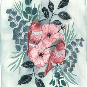 Bank Illustrierte Kolibri Grußkarte - Zwei Kolibris