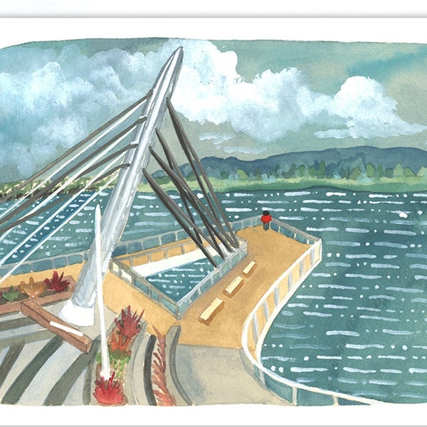 Vancouver Washington Blank Greeting Card - Grant Street Pier