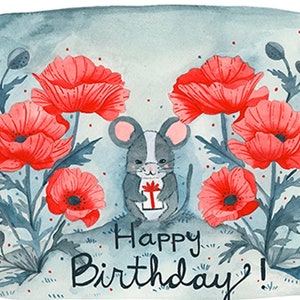 Blanko Geburtstagskarte - Birthday Mouse