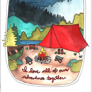 Valentijnsdagkaart - Camping Liefde Wenskaart - Ik hou van al onze avonturen samen