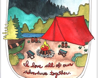 Valentine's Day Card - Camping Love Greeting Card - I Love All Our Adventures Together