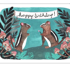 Carte d'anniversaire - carte d'anniversaire vierge - carte d'anniversaire illustrée - carte d'anniversaire Tamia - carte d'anniversaire animal - anniversaire Tamia