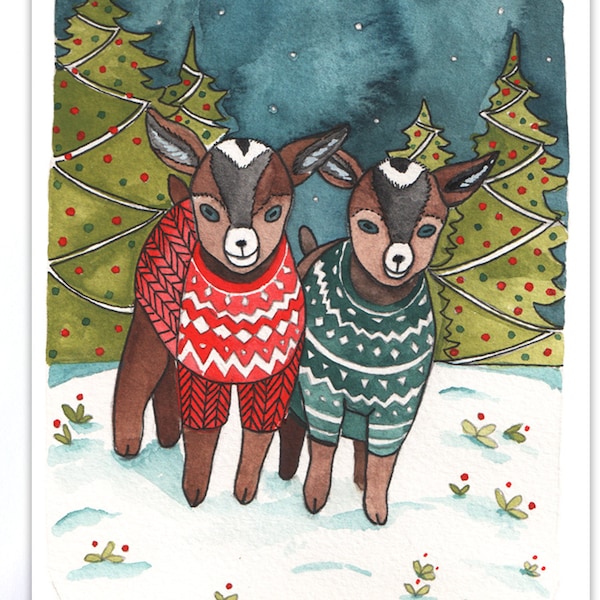 Baby Goats in Holiday Sweaters - Holiday Goats