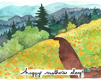 Blank Mother's Day Card - Washington Balsamroot Wildflowers