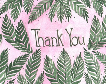 Blank Thank You Card - Ferns