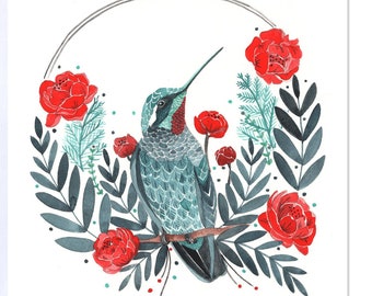 Carte de voeux vierge de colibri
