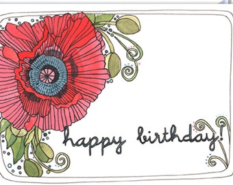 Simple Floral Design Blank Birthday Card