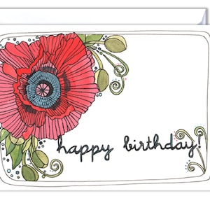 Cartão de aniversário em branco - Poppy