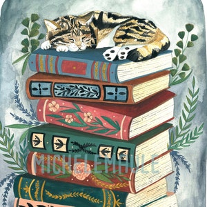 Illustration Art Watercolor Art Print - Cozy Cat Naps
