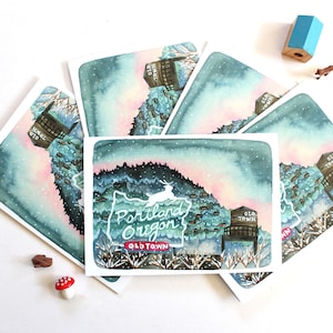 Juego de tarjetas navideñas de Portland, Oregón: juego de tarjetas navideñas