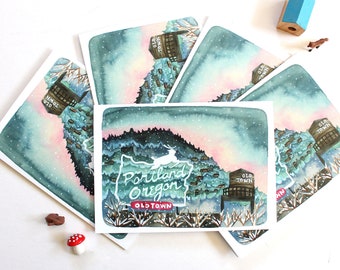 Portland Oregon Holiday Card Set - Box Set of Christmas Cards