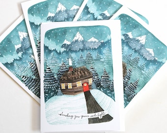 Set of Blank Holiday Cards - Sending You Peace and Light