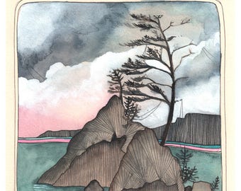 Art - Art Print - Print of Painting - Oregon Coast Art - Oregon Art - Oregon Art Print - Ocean Art Print - Oregon Coast - Beach Rock