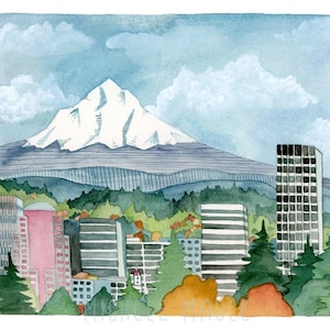 Charming Portland, Oregon Cityscape Print - Vibrant Artwork for Home Decor