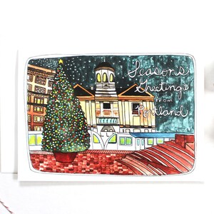Carte de Noël - carte de Noël de Portland - carte de vœux de Portland - vacances sur la place - carte de Noël - voeux du centre-ville de Portland