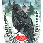 Crow with Roses 8x10 Print