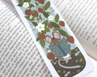 Two Sided Garden Mouse Illustrated Bookmark