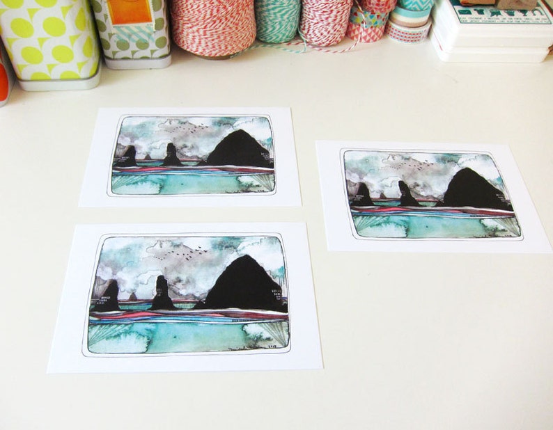 Set of Three Oregon Coast Postcards Cannon Beach image 2