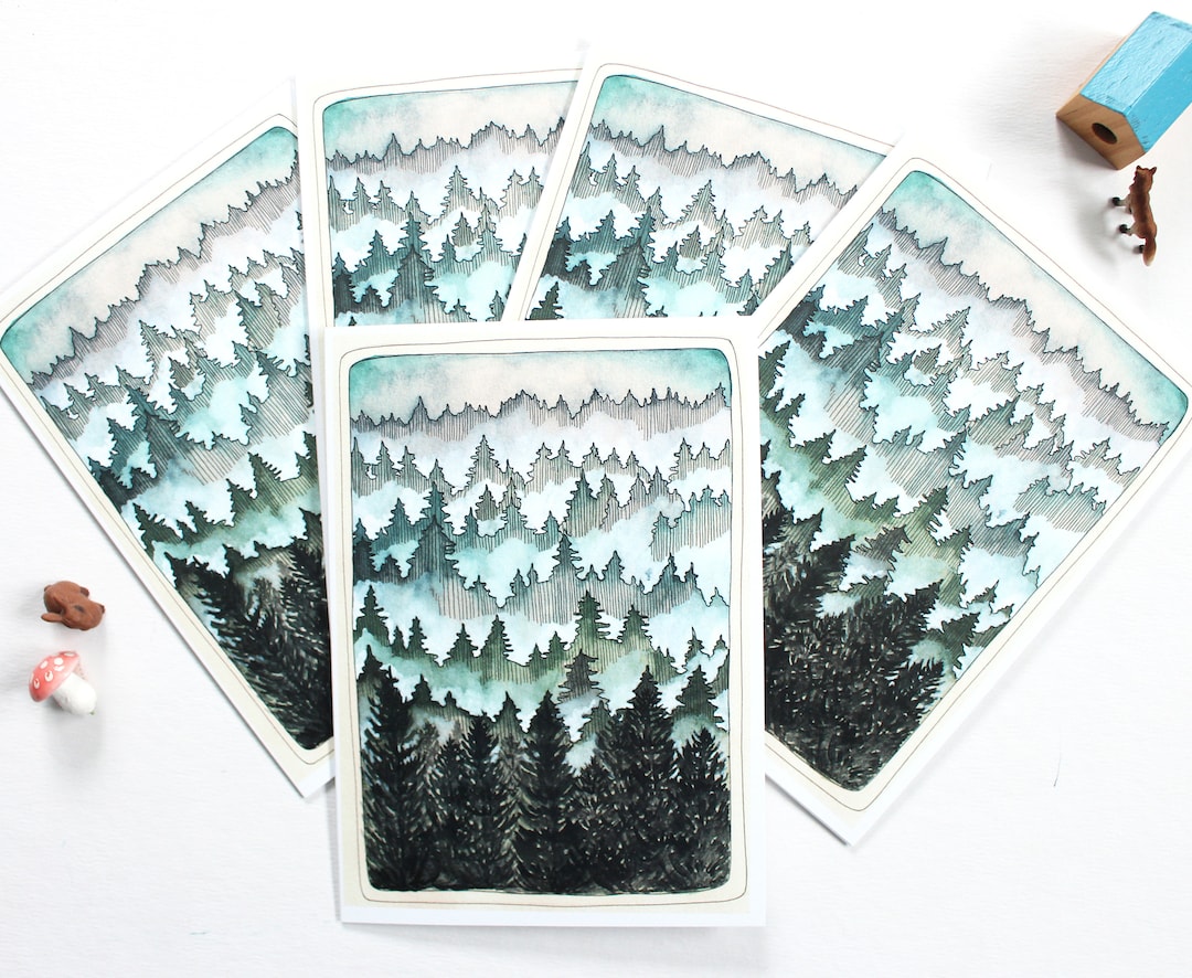 Set of Blank Northwest Forest Notecards - Etsy