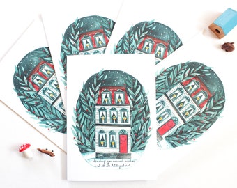 Set of Blank Christmas Cards - Warmest Wishes and Holiday Cheer