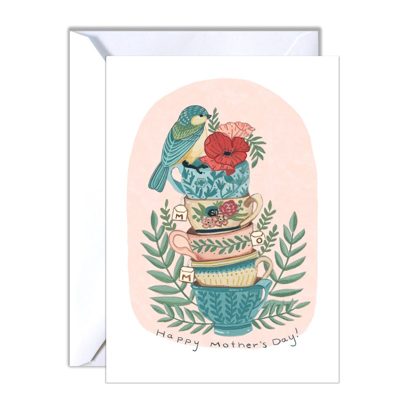 Blank Mother's Day Card Tea Cups image 1