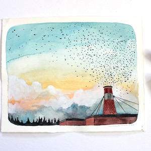 Quiet Watercolor Art: Chapman Swifts in Flight