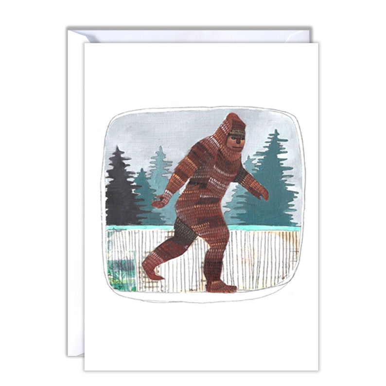 Big Foot Greeting Card Blank Card Everyday Card Funny Card Sasquatch Card Birthday Card Sasquatch Stationery Sasquatch image 1