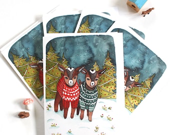 Holiday Card Box Set - Baby Goats in Sweaters