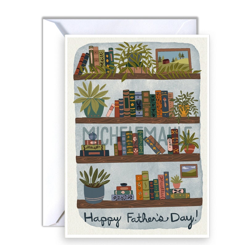 Blank Father's Day Card Dad's Bookcase image 1