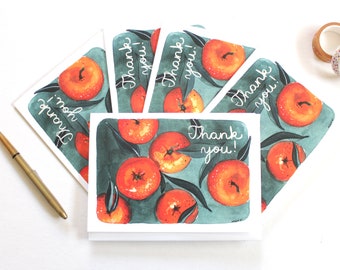 Set of Thank You Cards - Tangerine Thank You Cards