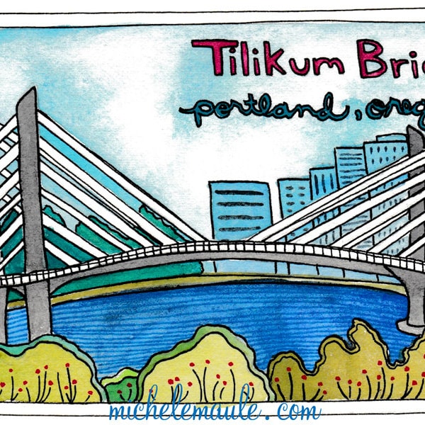 Tilikum Crossing Postcards - Portland Bridge - Portland Oregon Postcards - Portland Stationery - Postcard Set - Tilikum Bridge Postcards