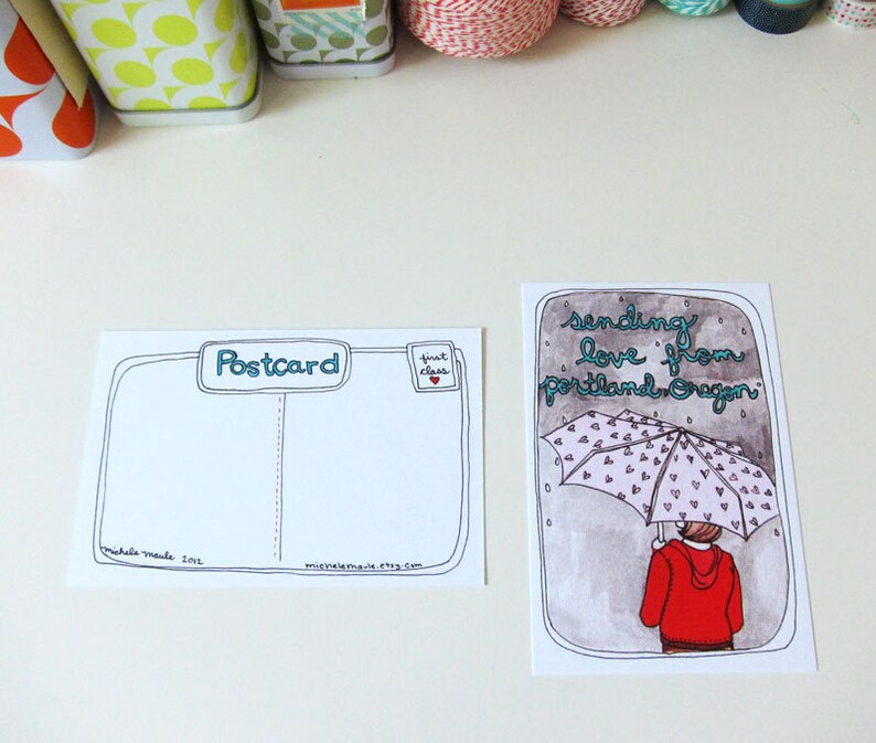 Valentine's Day Card Portland Oregon Postcard Sending Etsy