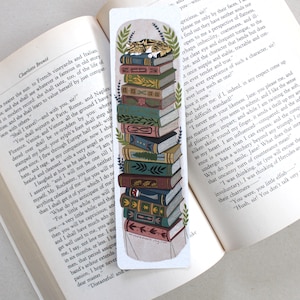 Illustrated Cozy Cat with Books Bookmark