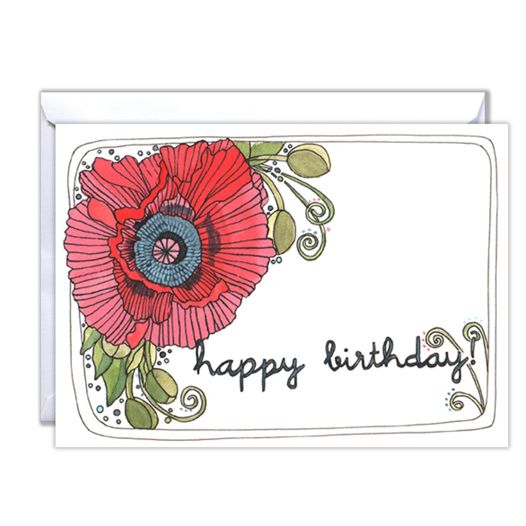 Blank Birthday Card - Poppy - Etsy