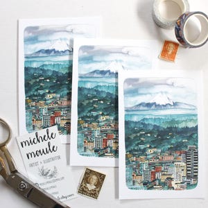 Set aus drei PortlandOregon Postkarten - Mt Hood + Portland