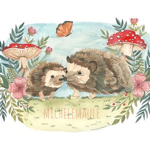Illustrated Hedgehog Nature Inspired Art Print