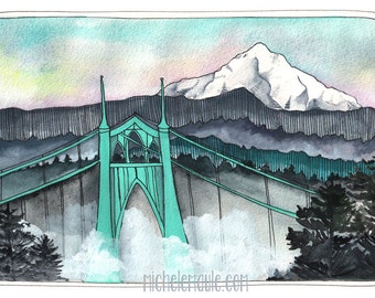 St Johns Bridge Portland Postcard