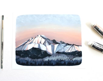 Seattle Washington Illustration Art - Mt Rainer 8x10 Print