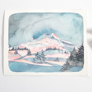 Original Oregon Watercolor Painting - Mt Hood Sunrise