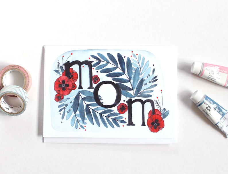 Mother's Day Card  Mom with Flowers image 1