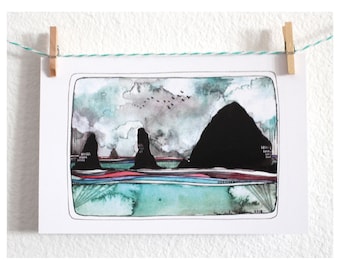 Charming Trio: Oregon Coast Postcards from Cannon Beach Haystack Rock
