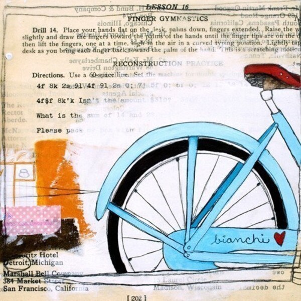 ON SALE - Bike Art // Bicylce Art // Binachi Bike Art // 8x10 Bike Art Print // I Heart My Bike