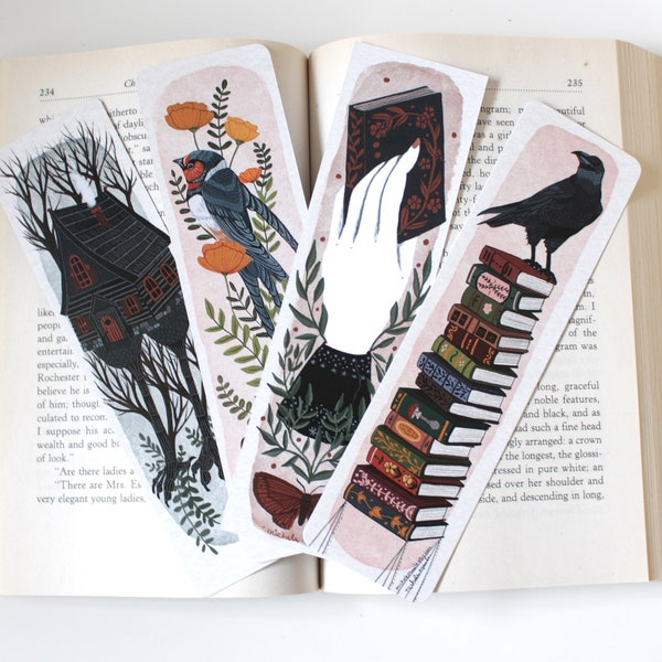 Set of Four Illustrated Bookmarks