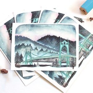 Portland Beauty: Conjunto de cartões comemorativos da Ponte St. Johns